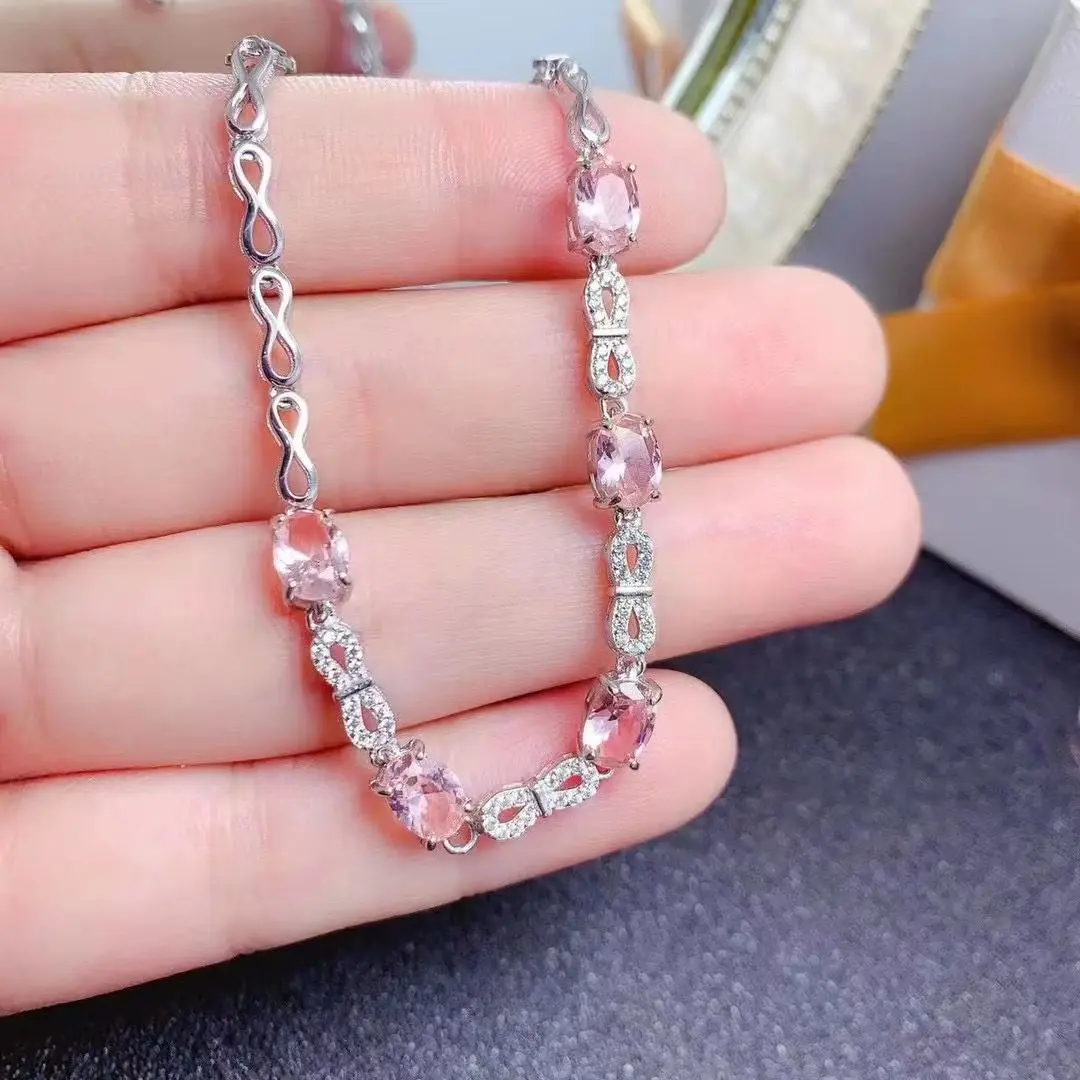 

Best Seller ZECAA Morganite Jewelry Bracelet For Woman With Natural Morganite Gemstone 5*7mm Lady Morganite Bracelet Jewelry