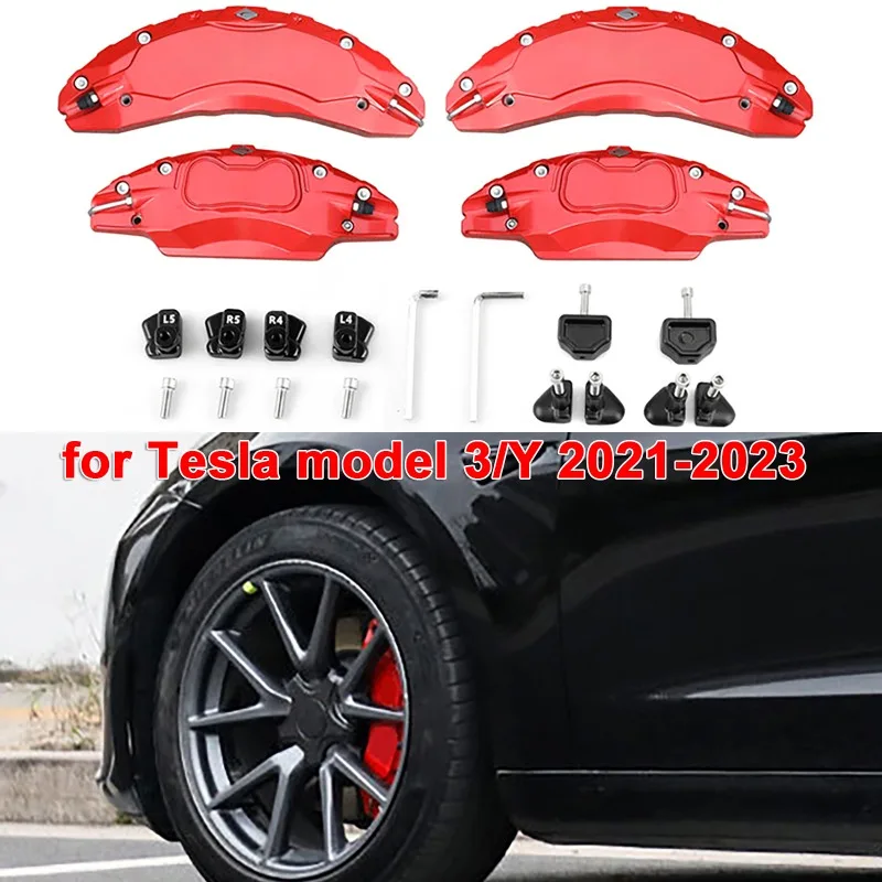 

4Pcs/set 18-20 Inch Wheel Hub Caliper Covers Aluminum Alloy Caliper Cover For Tesla Model 3/Y 2021-2023