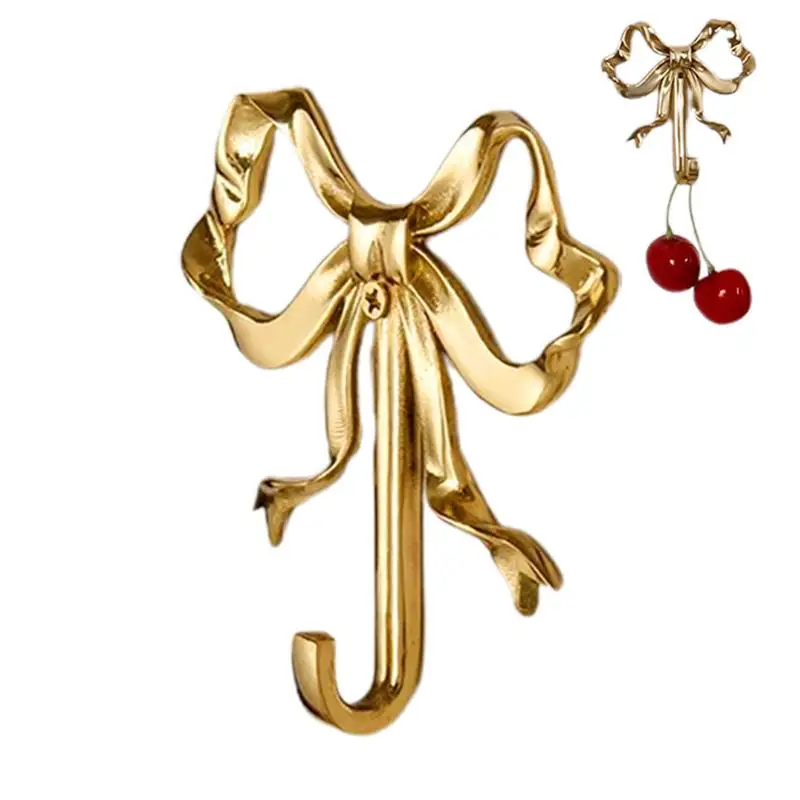 

Настенный крючок в форме банта, многофункциональные универсальные крючки, многофункциональные латунные настенные крючки с бантом, латунная настенная ретро-вешалка для дверей