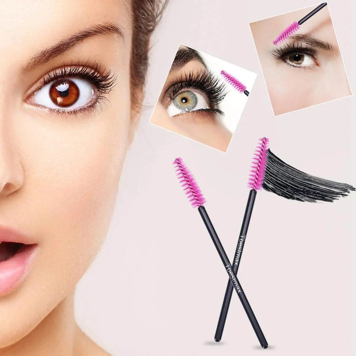 500 Uds. Varitas de cepillos para pestañas para herramientas de maquillaje de salón de belleza carretes de aplicación de pestañas postizas individuales desechables