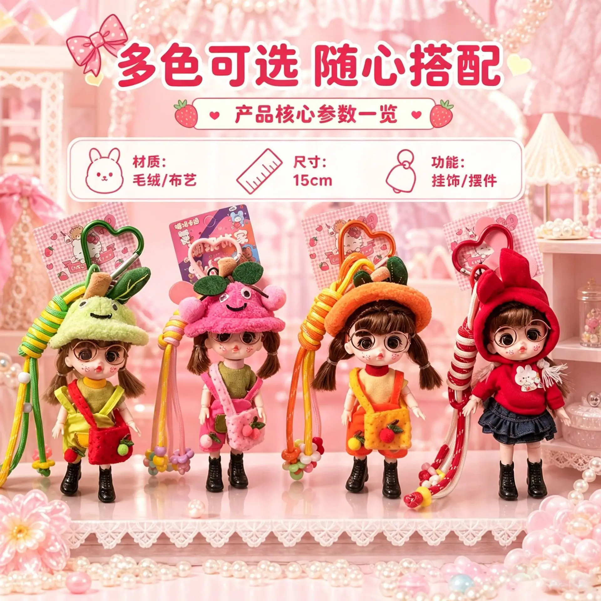 15cm Cute Girl Doll Keychain Pendant Joints Moveable Fashion Princess Dress-Up Toys Keychains Backpack Bag Charms Birthday Gifts