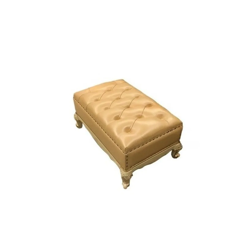 

Low stool, shoe stool, living room first layer cowhide solid wood stool