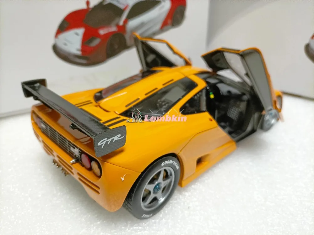 Original 1/18 For MCLR F1 GTR 1996 Papaya Orange Alloy Supercar Model Car Model Ornament Static Car Collectible Gift Miniature