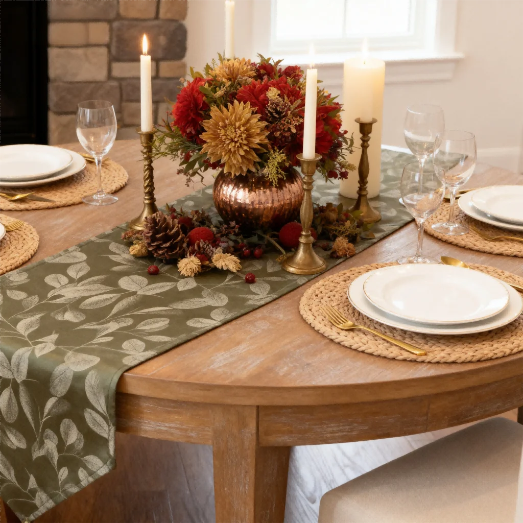 Camellia Casa] Velvet Table Runner Double Layer Deep Green
