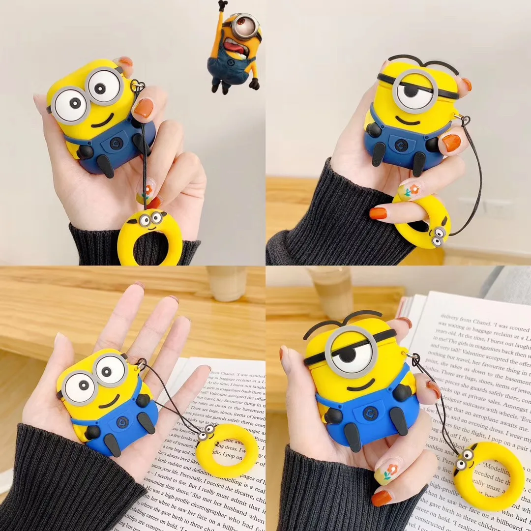 Niedliche 3D-Cartoon-Minions-Accessoires-Hülle für Airpods 5 2026 1 2 3 4 Pro2 Pro 3 Großäugiges Silikon-Kopfhörer-Etui – Detail 1