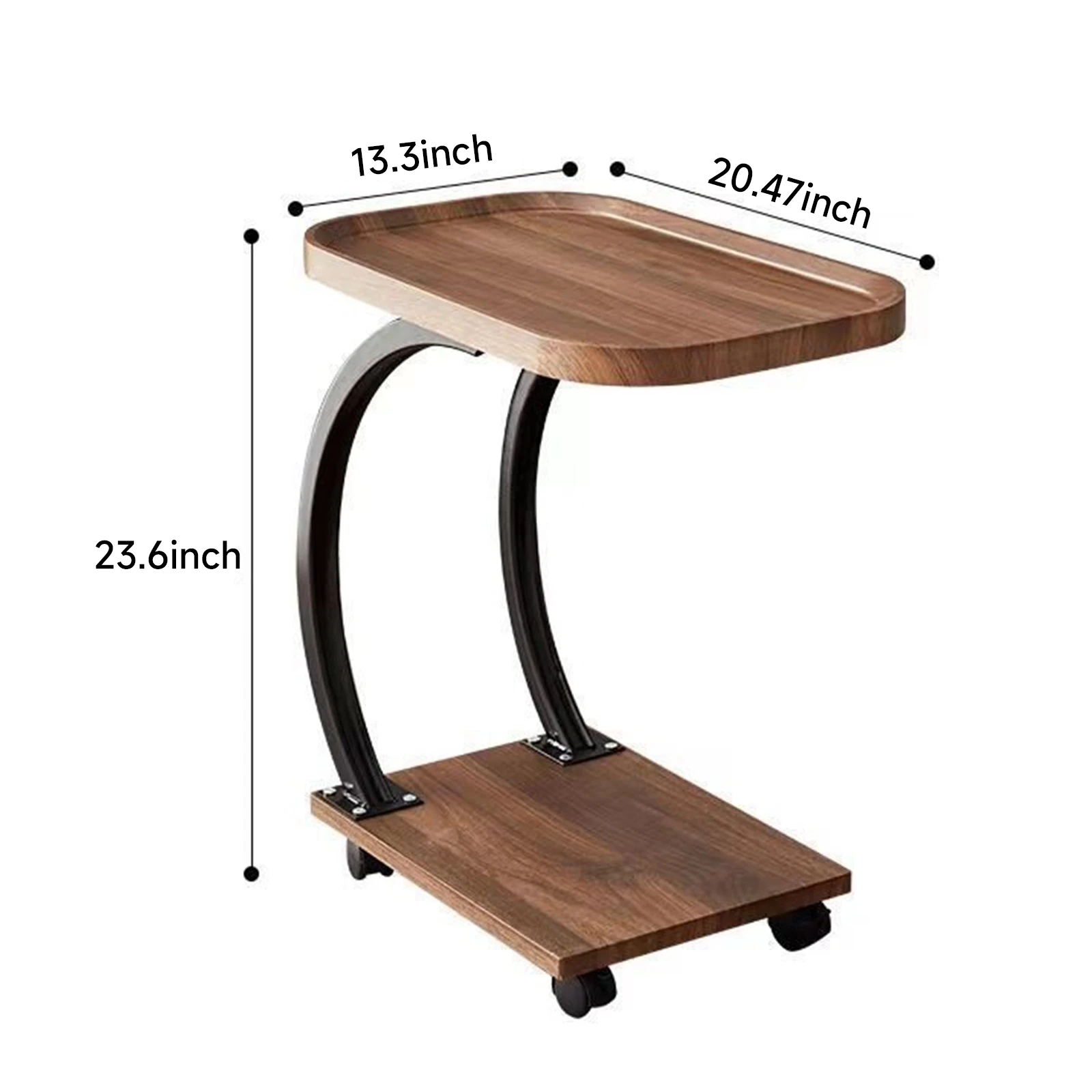 Movable Living Room Side Table With Bottom Wheels c-Shaped Wooden Coffee Table Sofa Table Bedside Movement Simplicity Nightstand