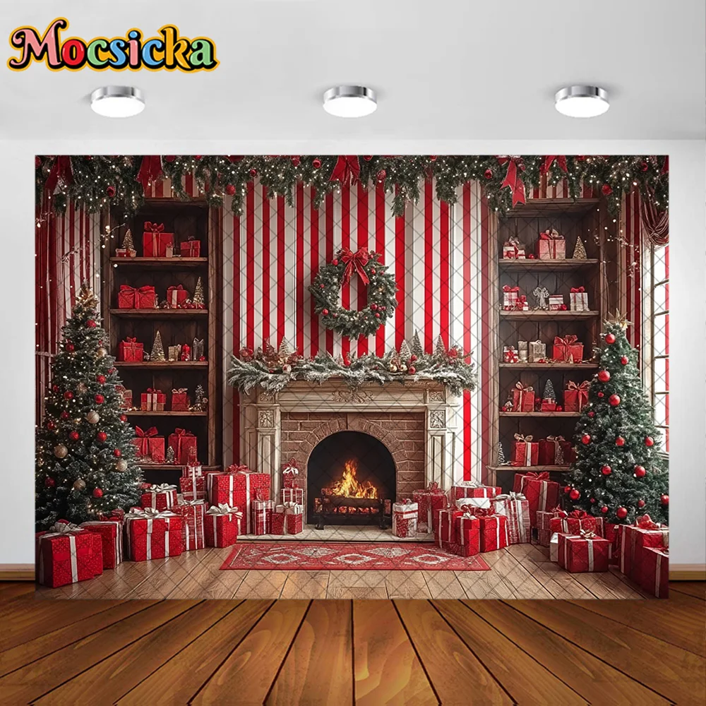 Mocsicka التصوير خلفية هدية الكريسماس الموقد غرفة الديكور الأسرة عيد الميلاد عطلة صورة الخلفيات للصور