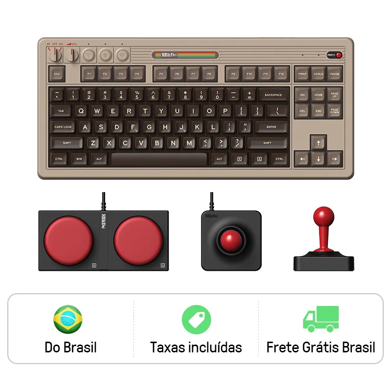 لوحة مفاتيح ميكانيكية 8BitDo Retro، لوحة مفاتيح ألعاب BT/2.4G/USB-C قابلة للتبديل السريع مع 87 مفتاحًا، أزرار مزدوجة قابلة للبرمجة للغاية