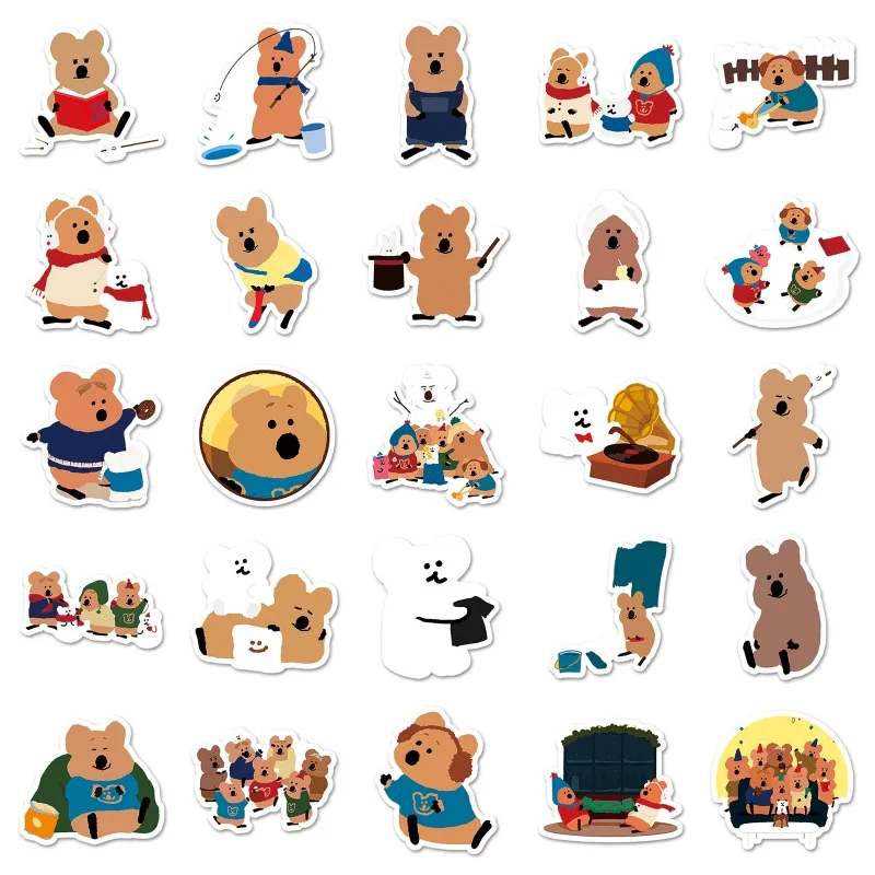 Quokka-pegatinas de dibujos animados para maleta, 50 piezas, papelería, taza de agua, teléfono móvil, coche, Scooter, ordenador portátil, decoración de refrigerador