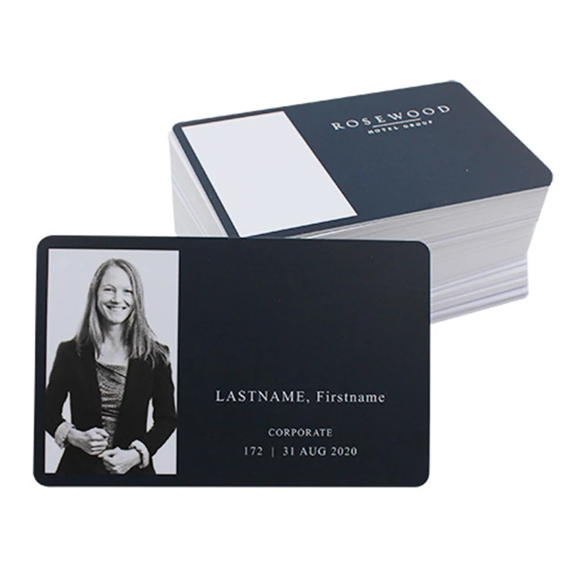 

Manufacture High Quality Custom PVC Plastic Exhibition Staff Work Name Badge ID Cards With Hole Custom Business Card