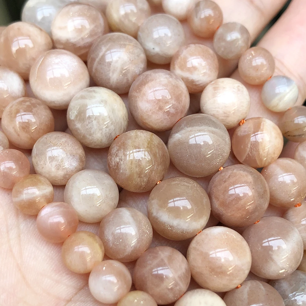 Wholesale 4mm 6mm 8mm Natural Sunstone Gems Stone Beads Round Loose Spacer Beads For Jewelry Making Diy Bracelet Accessories