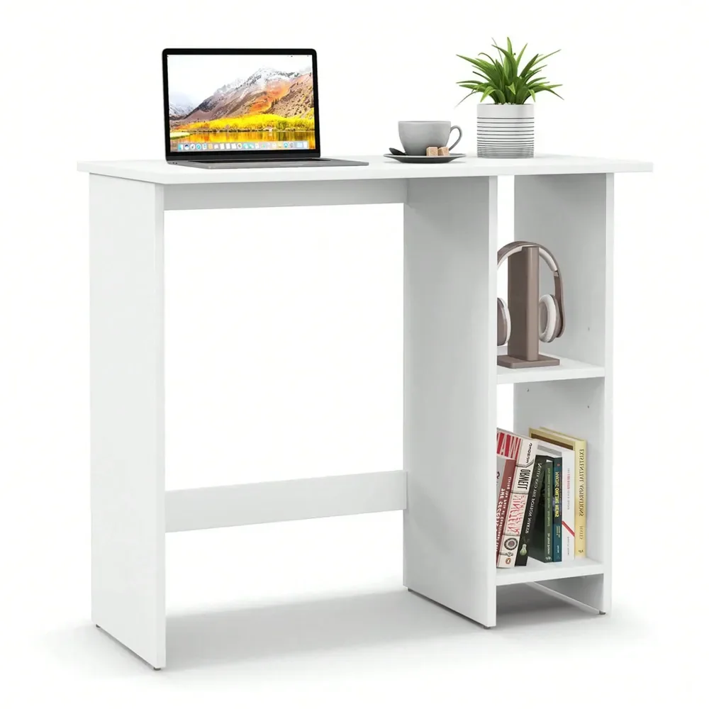 

Small Computer Desk With Storage Modern Writing Desk With Adjustable Shelf White