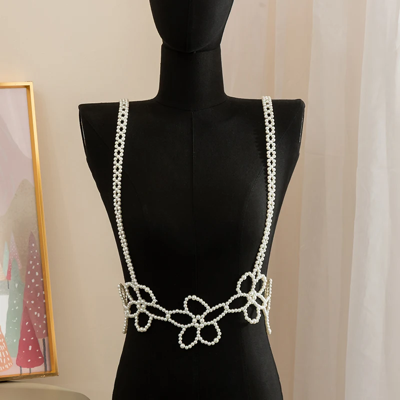 

European trend Pearl Necklace Handmade beaded luxury dress accessories Retro party body chain choker women jewelry