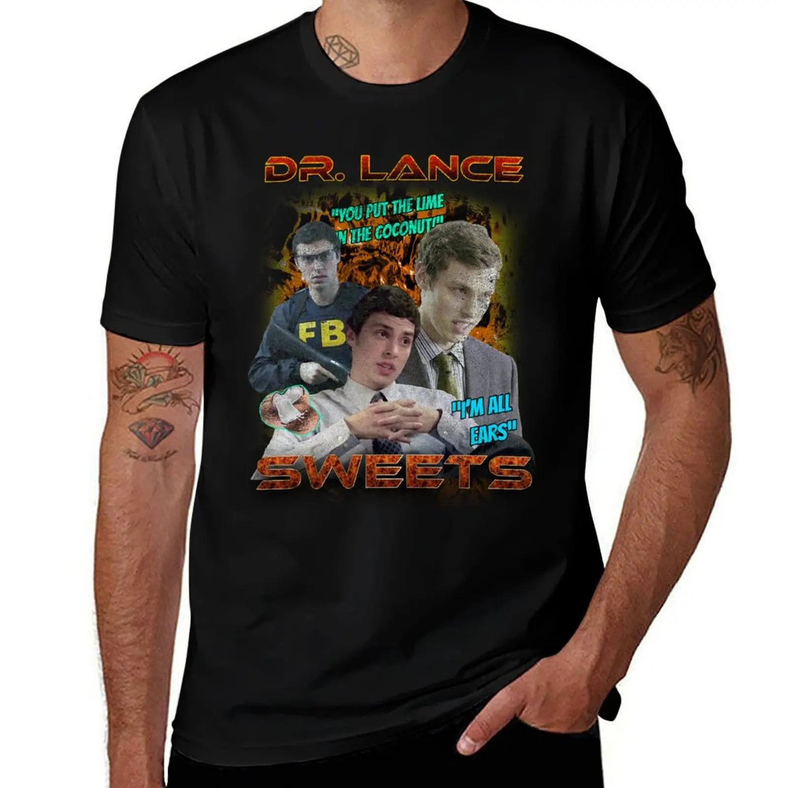 

VINATGE - Bones, Dr. Lance Sweets T-Shirt funny gifts graphic t shirt vintage blue lock Short sleeve tee men