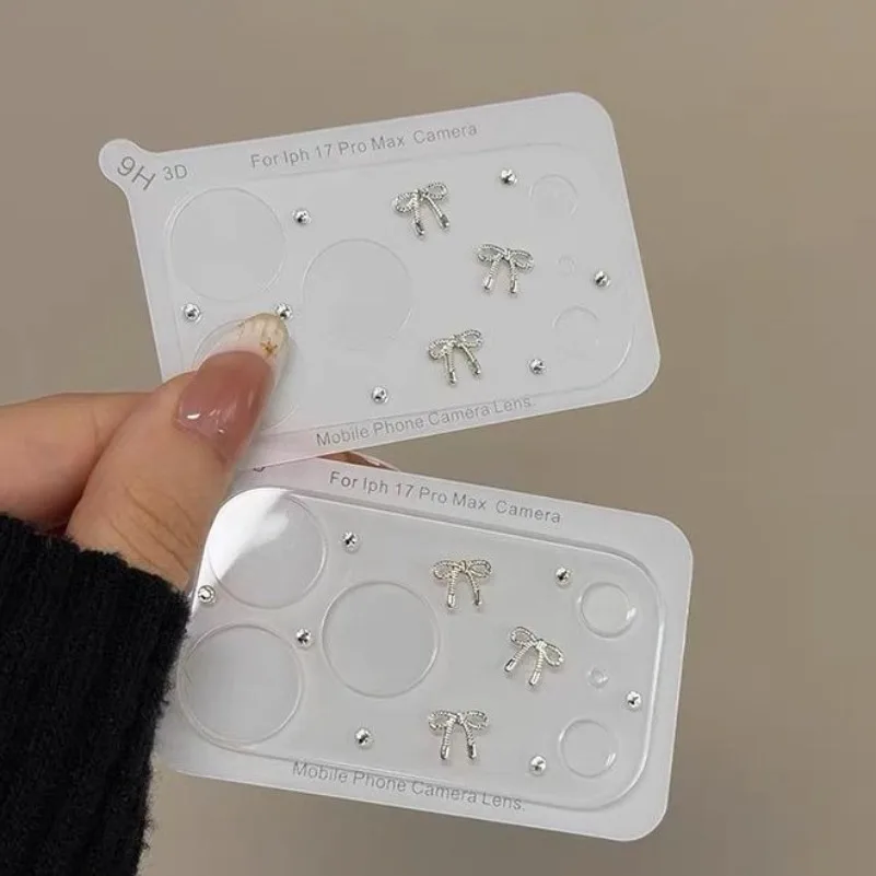 Niedlicher Diamant-Schleifenknoten Glas-Kameraschutz für iPhone 17 Pro Max 17Pro Harter oder Weicher Objektivschutzfilm für iPhone17 Pro Vollständige Schutzhülle