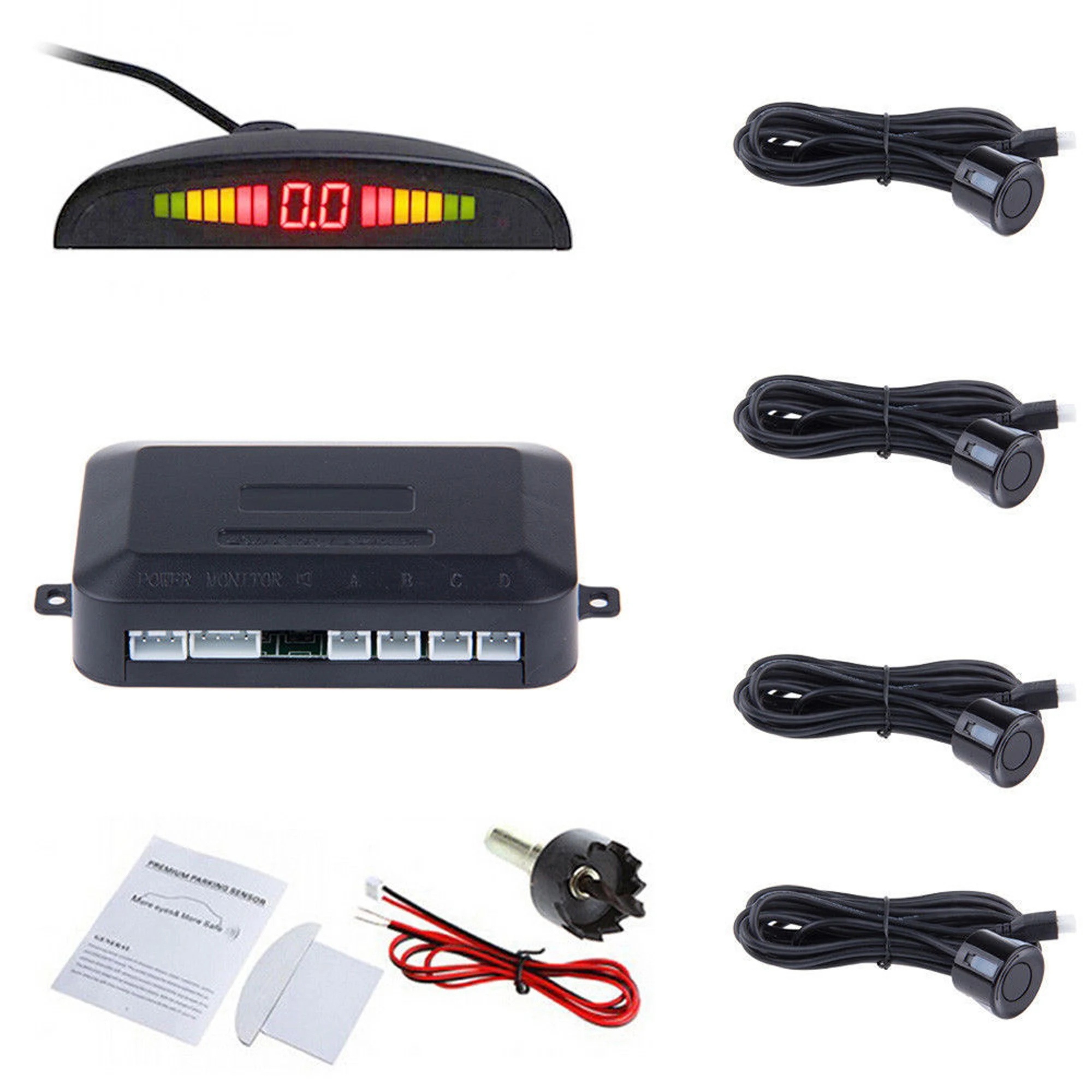 4/8Parking Sensors LCD LED Display Car Reverse Radar System Alarm Kit Black Car reversing radar Rear view camera