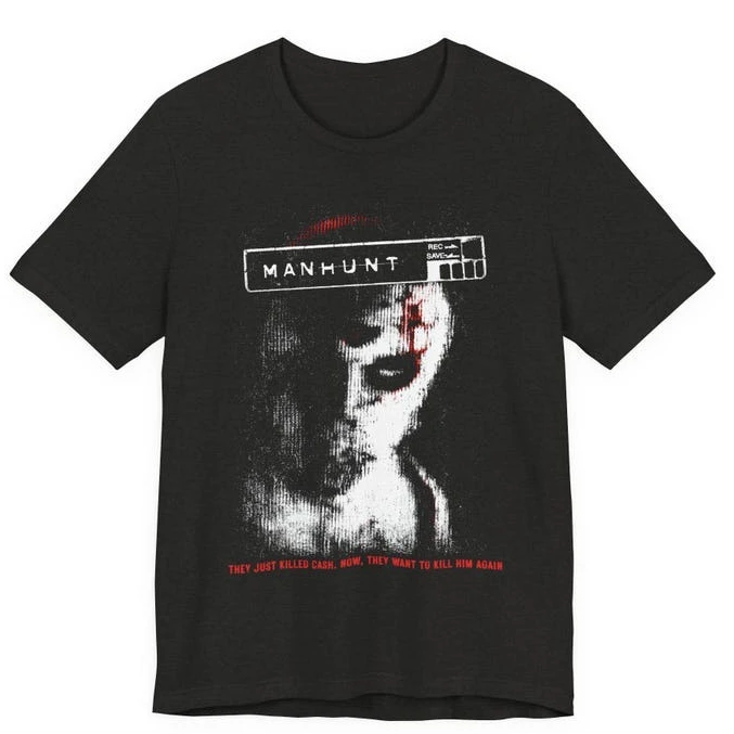 Summer Hot Sale Vintage Manhunt Horror Gaming Apparel Gothic Cotton Oversized T-shirts Lightweight Breathable Comfortable Clothe