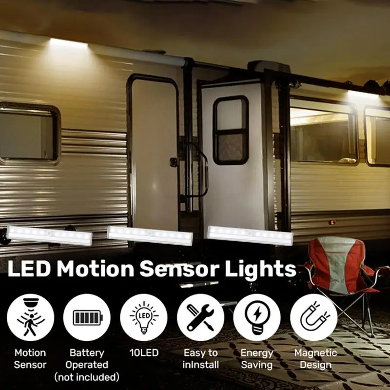 Luci a LED sensore di movimento a barra luci magnetiche per armadio 10 LED luce notturna di sicurezza magnetica per armadi guardaroba corridoi