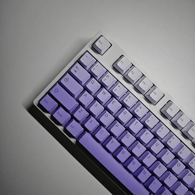 

[Original height keycap] Purple gradual change side engraving, positive engraving PBT material hot sublimation 125 key small ful