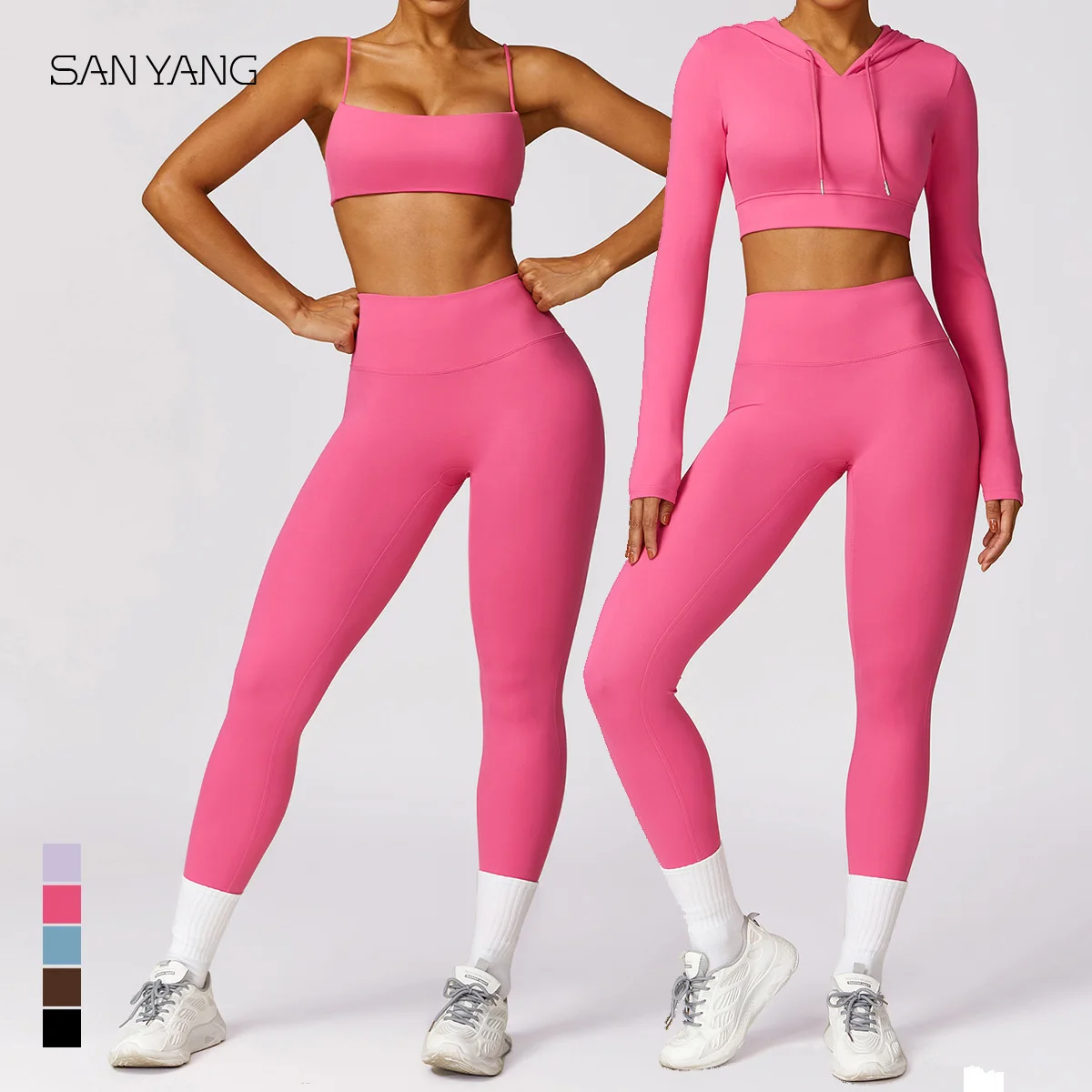 Naked Feel Yoga Set Women Fitness Sportswear 2 Piece Sports Bra High Waist Gym Leggings Long-Sleeved Workout Outfit Active Wear