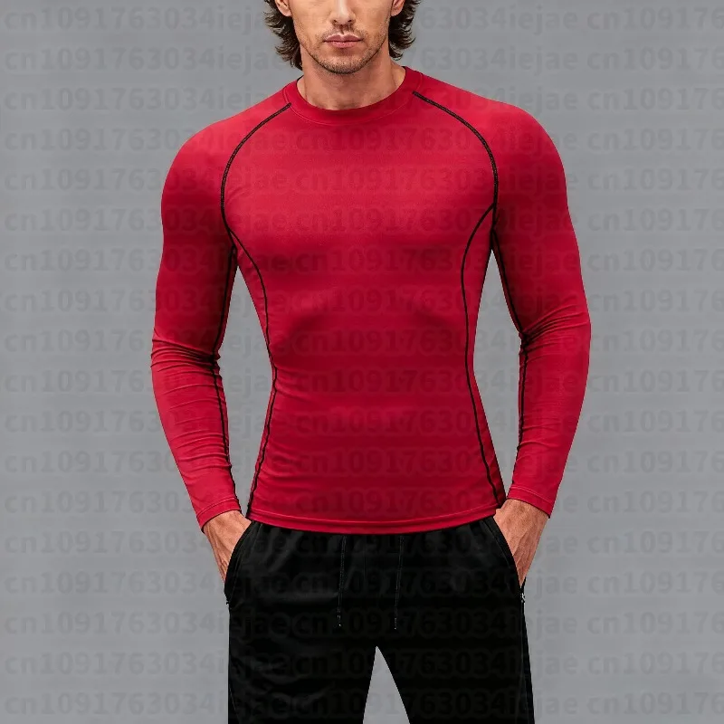 Men's Kid Compression Long Sleeve Shirt Black Fitness T-shirt Male Running Quick Drying Top Sun Protection Sports Underwear Tops