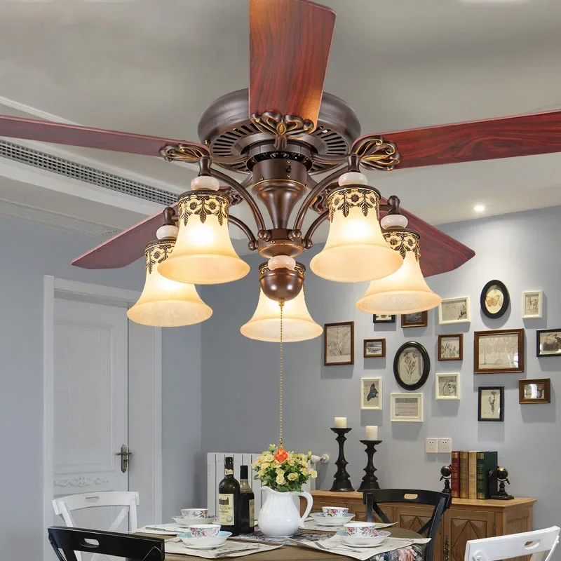 2026 Vintage Ceiling Fan With Light Living Room Kitchen Dining Room Roof Fan With Remote Controller 42 Inch Industrial Ceiling F