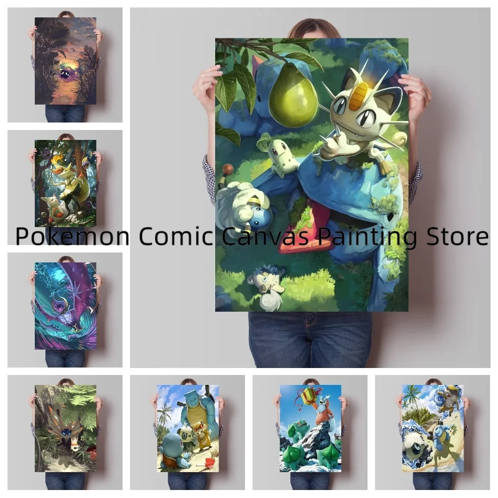 

Canvas Japanese Anime Peripheral Pokemon Wall Art Stickers and Posters Room Bedroom Decoration Children's Gift Picture