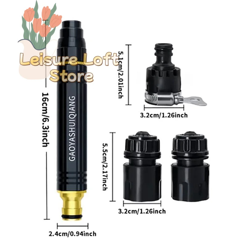 High Pressure Water Spray  4 in  Car Wash Adjustable Hose Nozzle for Cleaning Gardens Lawns and Automobiles