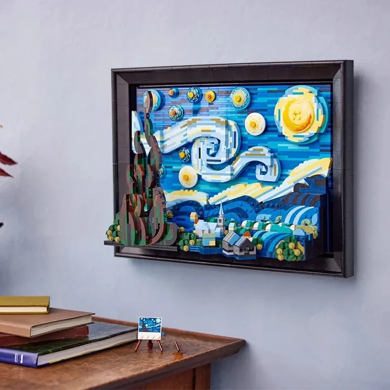 2316PCS ไอเดีย Vincent Van Gogh Starry Night ภาพวาดบล็อกอาคาร Art Craft ประกอบอิฐของขวัญของเล่นสําหรับเด็กผู้ใหญ่