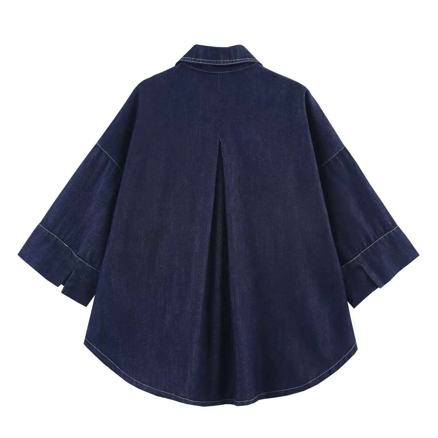 CH Damen Denim Zweiteiler Set: Oversized Knopfhemd und Weite Jeans, Lässiges Streetwear-Outfit für Frühling und Herbst – Detail 7