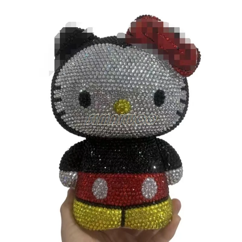 DIY Rhinestone Black Cat Statue Coin Storage Home Bling-bling Shiny Exhibition Mosaic Art Handcraft Cross Stitch Luxury Kid Gift