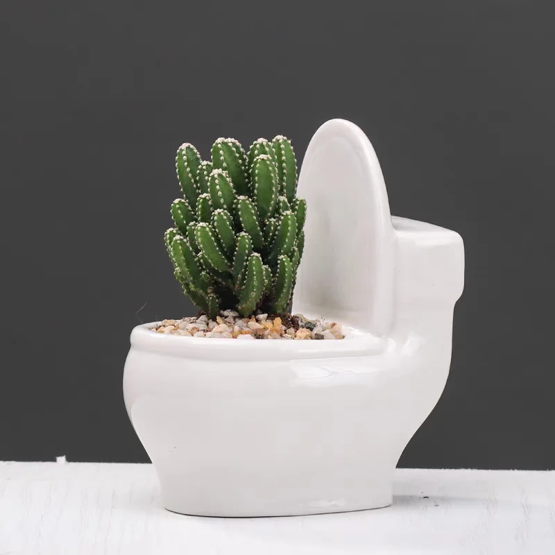 

Creative Cute Toilet Ceramic Flower Pots Planter Bonsai Mini Ceramic Flowerpot Cactus Succulent Planter Home Decoration