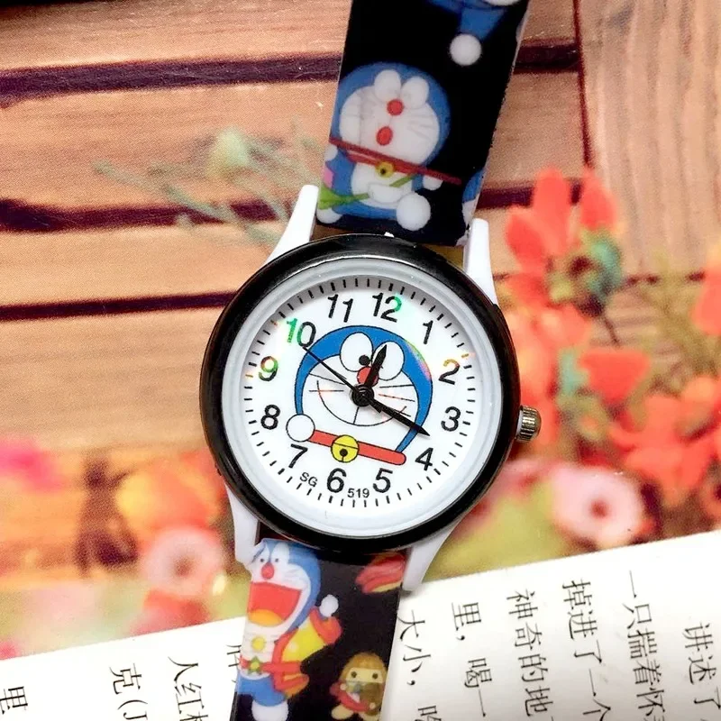 Disney-reloj de cuarzo con estampado de dibujos animados para niños, pulsera de silicona con diseño de gato Jingle, Doraemon, regalo de cumpleaños