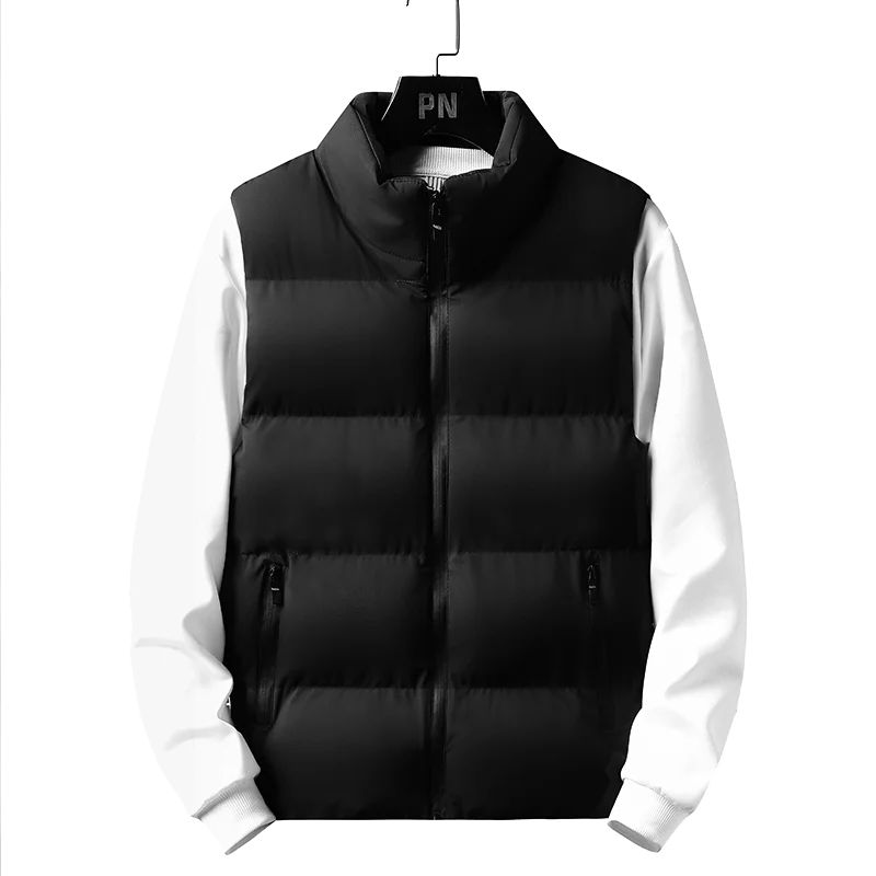 

5XL Mens Vest Jacket Warm Sleeveless Jackets Winter Waterproof Zipper Coat Autumn Stand-up Collar Casual Waistcoat Clothing