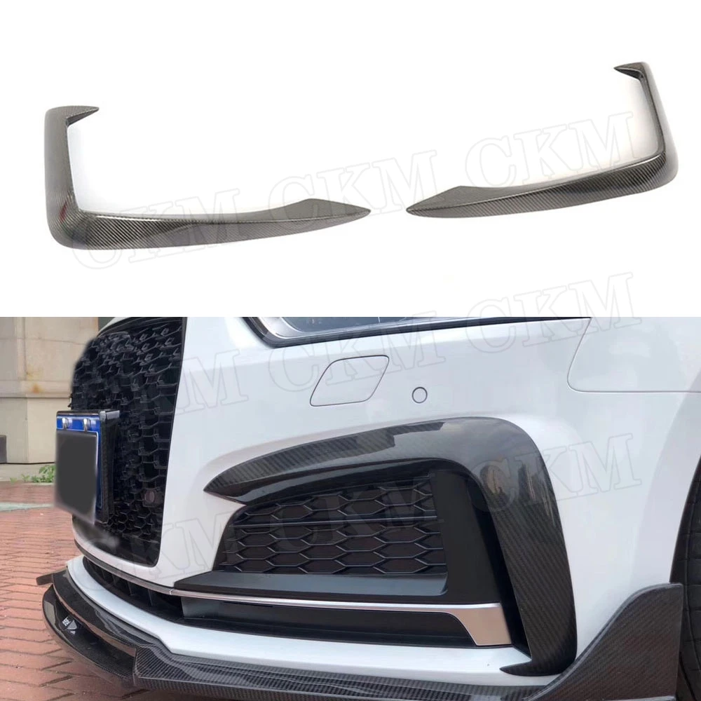 Carbon Fiber Car Front Bumper Fog Lamp Eyebrows Eyelid Cover For Audi A5 Sline S5 2017 2018 2019 FRP Front Fins Canards One Pair