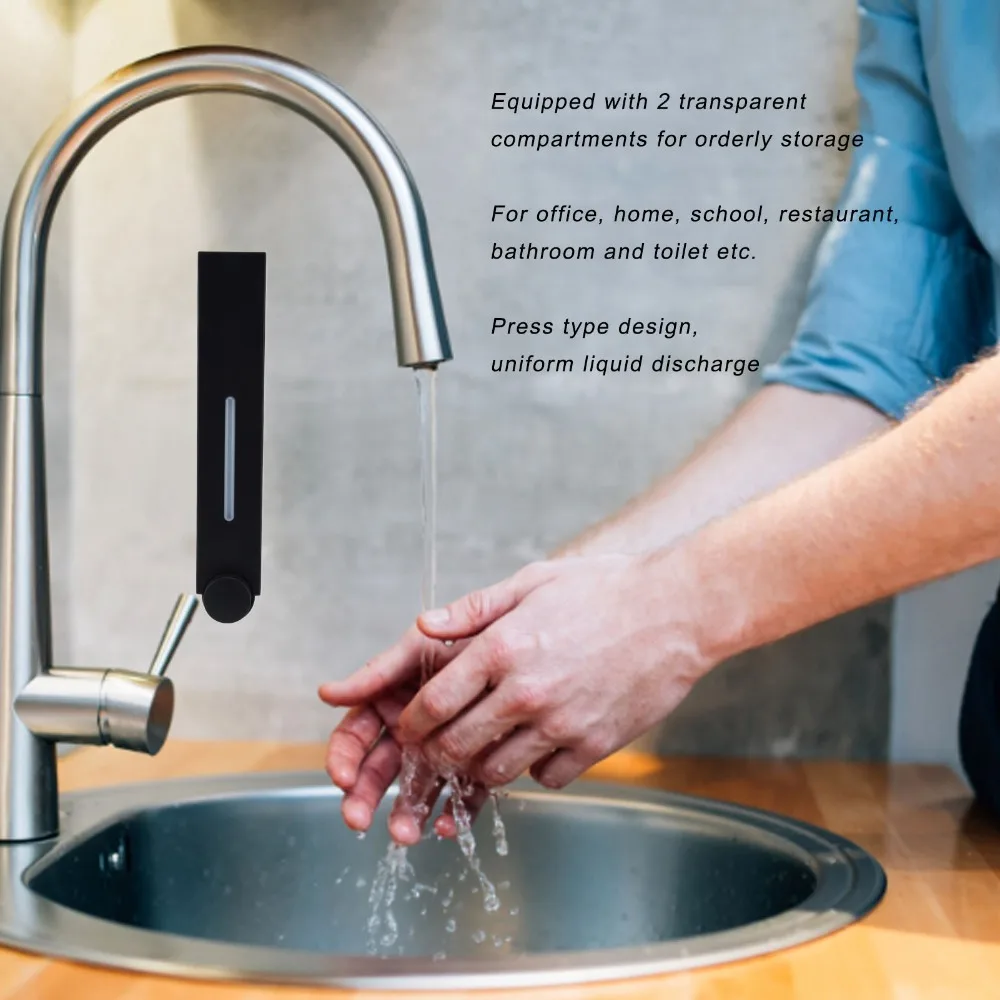 Plastic Hand Soap Dispenser Black Grey Push Type Shampoo Dispenser Refillable 420ML Capacity Liquid Soap Dispenser