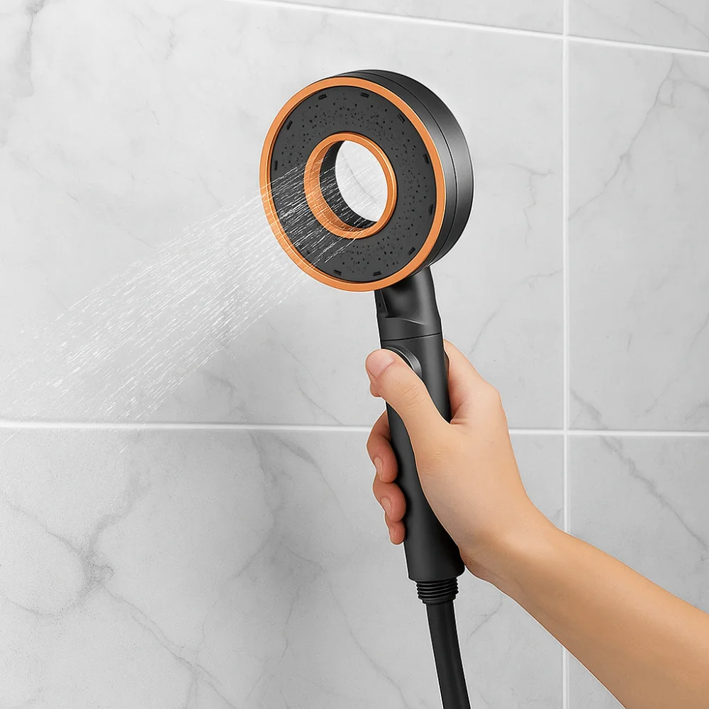 

Душевая насадка высокого давления с одной кнопкой, регулируемая пластиковая 3-режимная насадка для душа, распылительная насадка, дизайн экономии воды