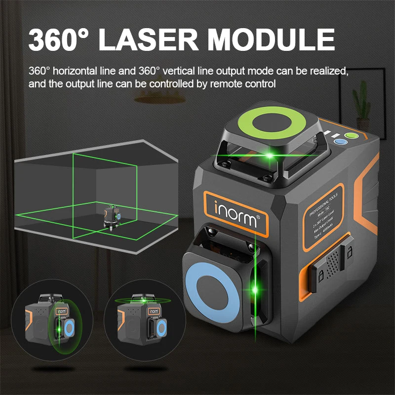 8-Lines Green Light Laser Level Meter 360 Horizontal And Vertical Cross Super Powerful Green Laser Beam Line Self-Leveling 4°