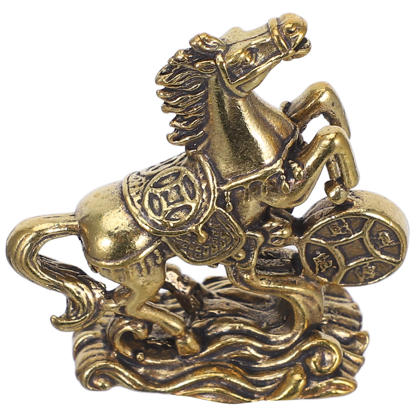 

1pcs Lucky Feng Shui Horse Statue Home Office Decor Chinese Brass Figurine Table Bookshelf Showcase Decorations New Year Gift