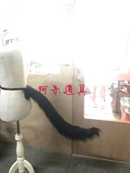 Game Final Fantasy Ff14 Cat Charm Race Black Cat Tail Ears Plush COS Prop Equipment Cosplay Fox Tail Hang Waist Decoration Tail