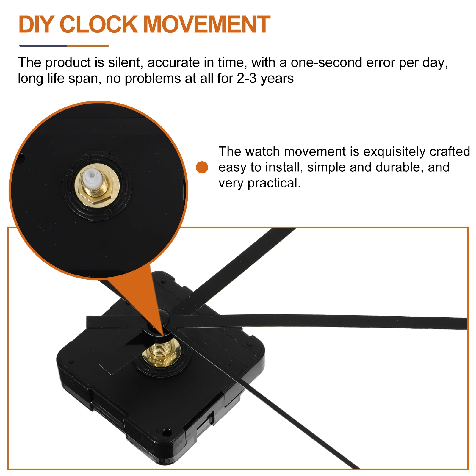 

Clock Mechanical Parts Mechanism Replacementsiver Hands Large Silver Insert Quartz Movement Silent Kit White