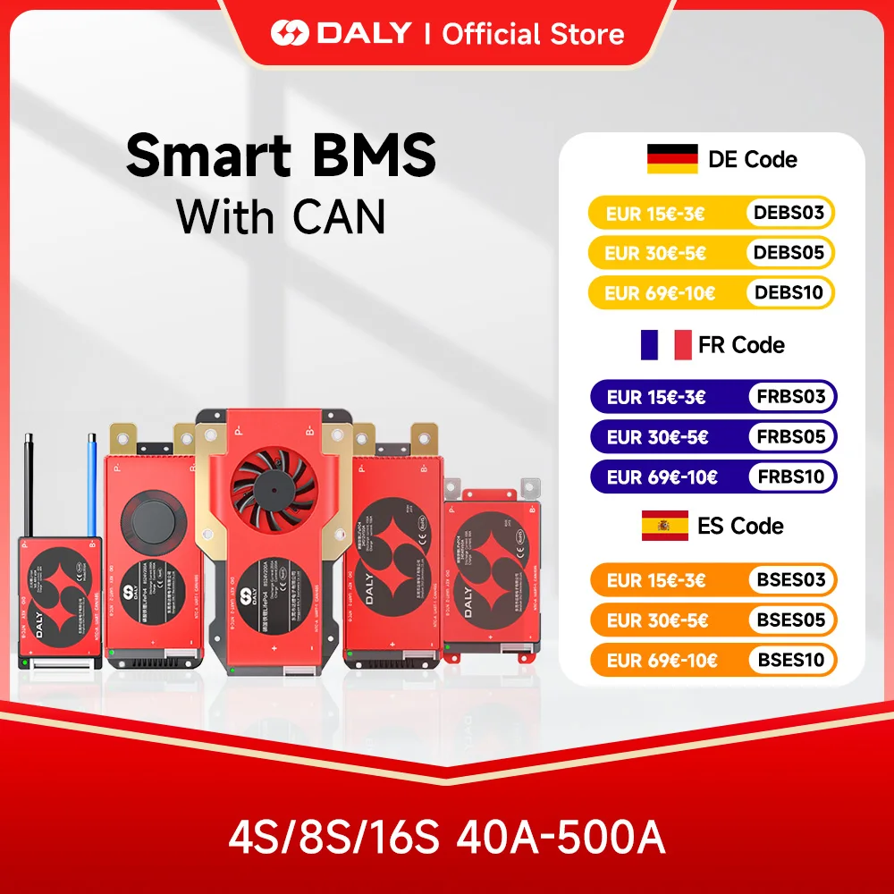 

Daly BMS 4S lifepo4 12V 8S 24V BMS 16S 48V lifepo4 40A 60A 100A 150A 200A 250A 300A 400A 500A RS485 CAN for Victron Deye Pylon