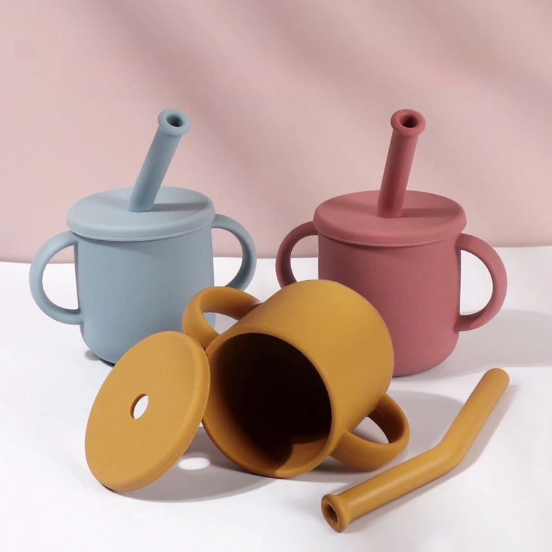 أكواب سيليكون للرضع والأطفال الصغار ، أكواب مياه الشرب ، أكواب الأذن المزدوجة ، أكواب تدريب التحمل #3