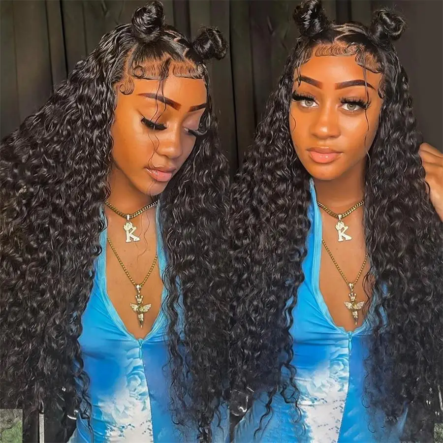 12A Cabelo Humano Virgem Brasileiro Kinky Curly Bundles Com Frontal Ocean Water Wave Bundles Com Frontal Bundles Com Lace Encerramento