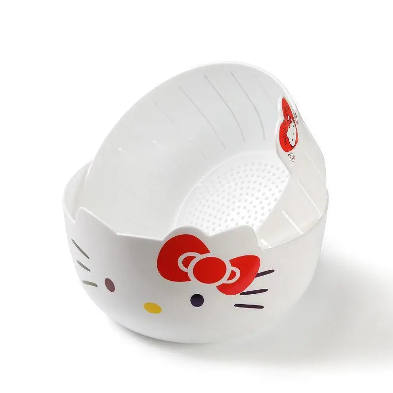 

Бытовая тарелка для фруктов Sanrio Hello Kitty, двухслойная раковина для мытья овощей с героями мультфильмов, большая емкость, бестселлер