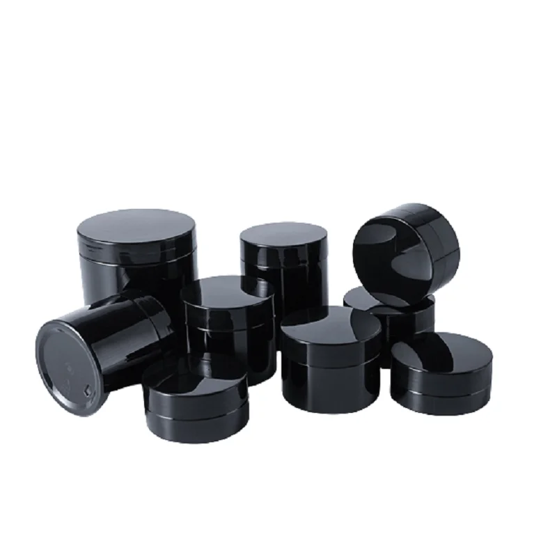 

22pcs Black Plastic Jars 68Dia. 50g 60g 80g 100g 120g 150g 200g 250g Empty PET Cosmetic Packaging Hair Wax Pots Cream Containers