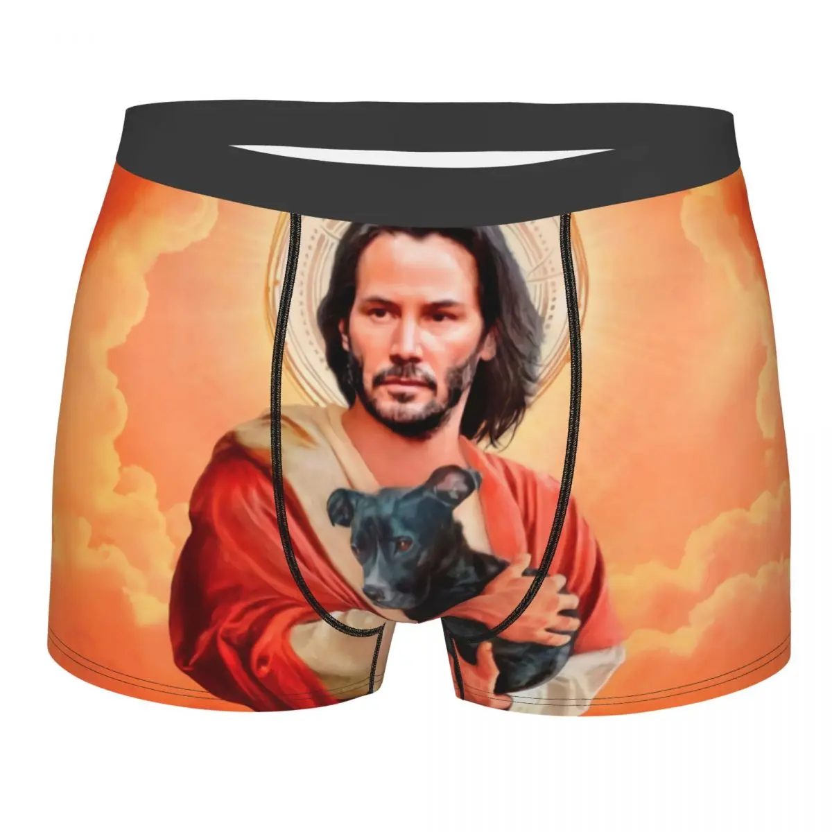 Custom Jesus Saint Meme Keanu Reeves Underwear Men Breathbale Boxer Briefs Shorts Panties Soft Underpants For Male