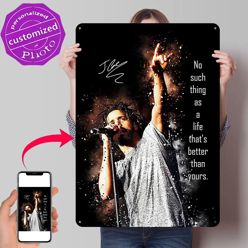 J. Cole Inspirational 3D Texture Printed Poster Custom Vintage Metal Tin Plate Sign for Wall Art Wand Deko Home Decor Ornaments