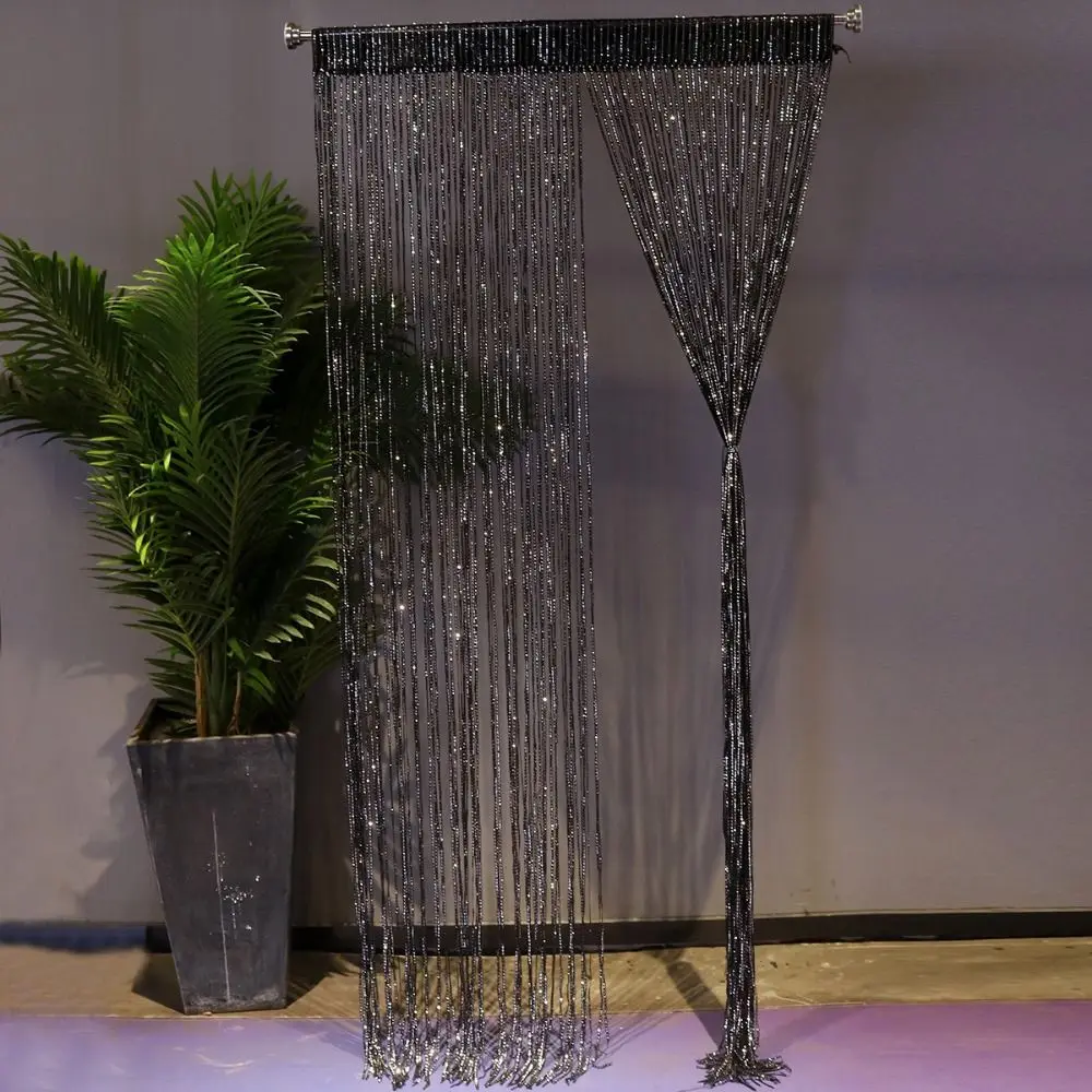 100cm*200cm Straight Line Curtains Multicolor Silver Wire Silk Thread Curtains Straight Line Tassel Door Curtains Living Room