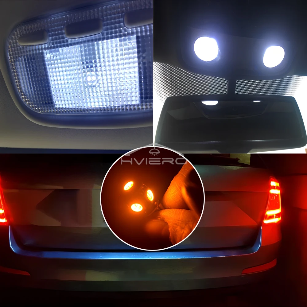 2Pcs Canbus 194 5050 White Blue Red 5SMD Auto Light No Error LED DC 12V Bulbs Reading Tail Lamp Door Turn Signal Marker Interior